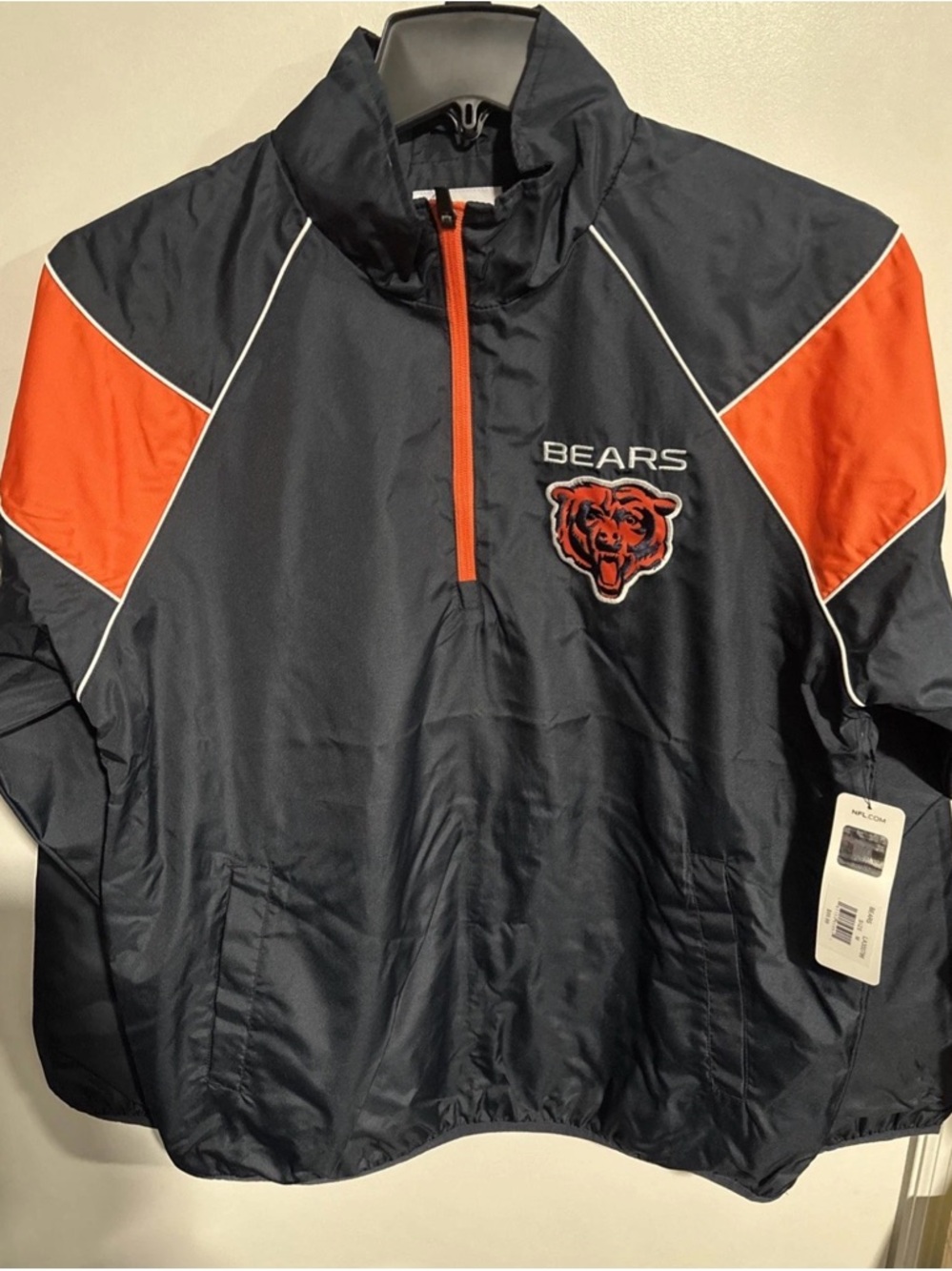 NFL Chicago Bears Navy and Orange Pullover Windbreaker